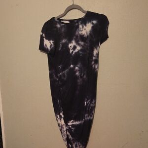 Elegant Tie-Dye Dress Rouching